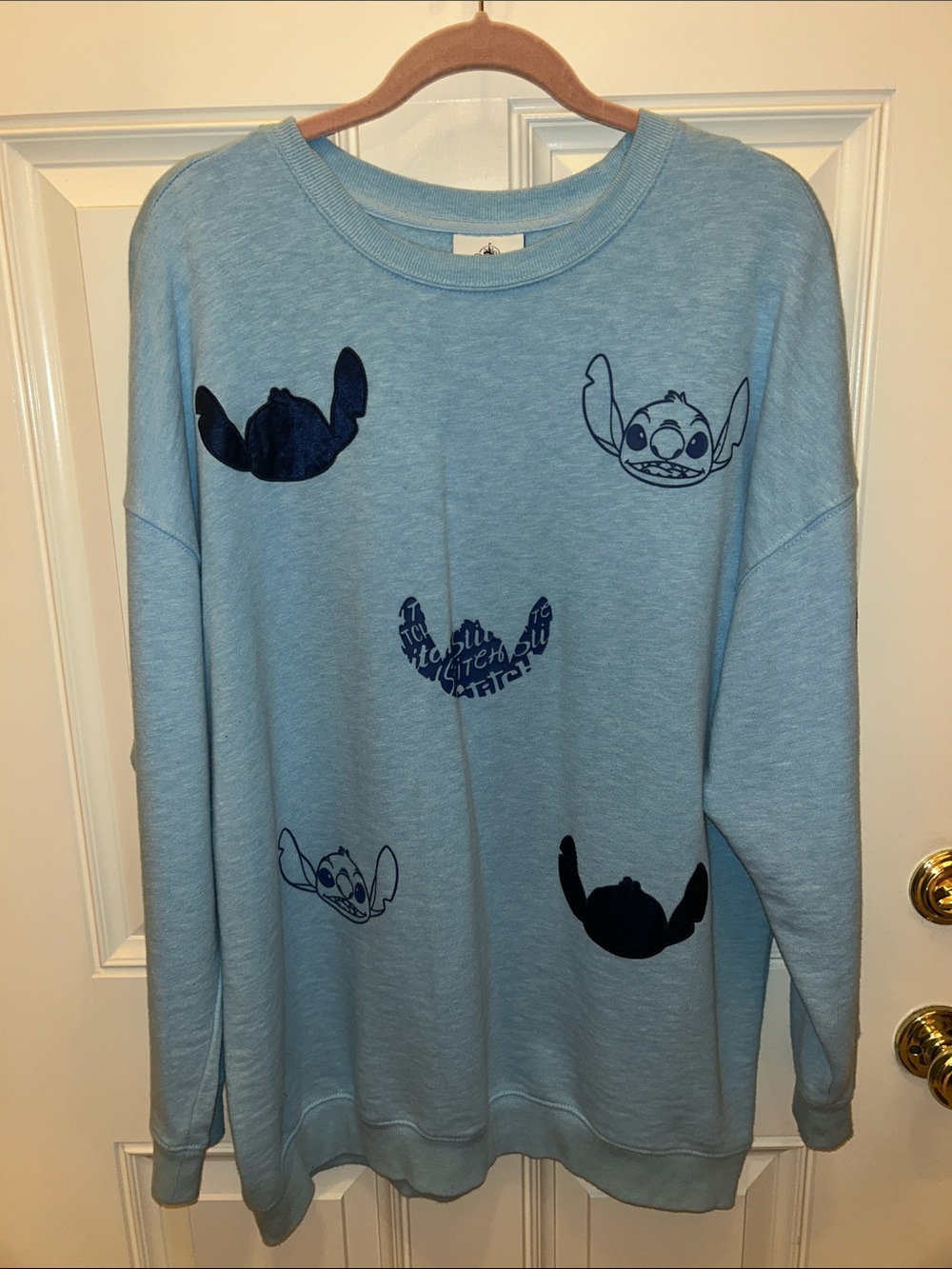 Disney Light Blue Stitch Graphic Woman Sweatshirt